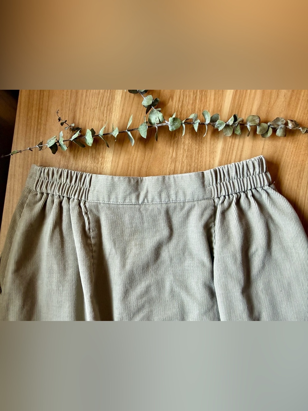 Vintage Ashley Corduroy Midi Skirt Button Front Pleated Beige Fits Size 8/10 - Picture 6 of 10